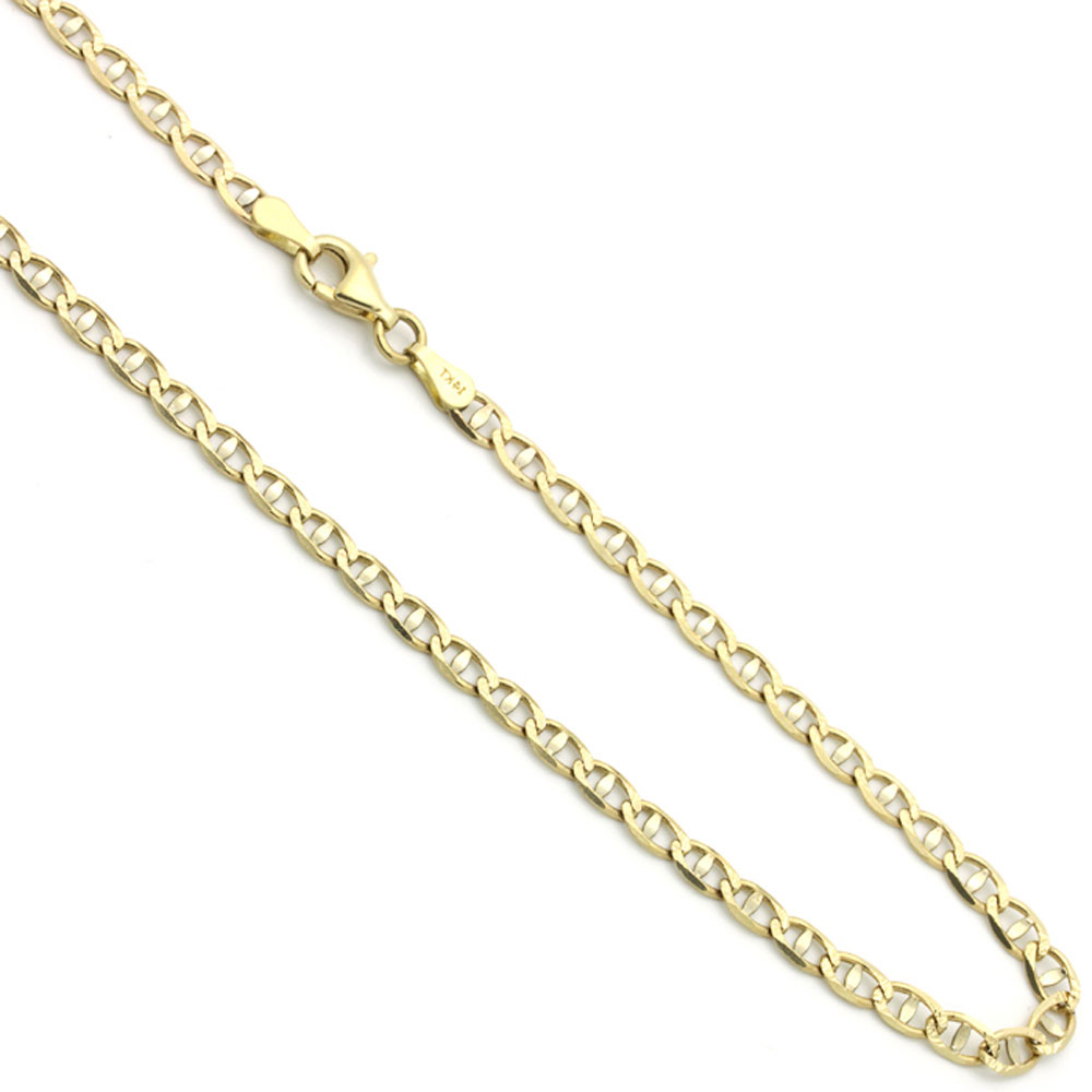 Men's 4mm 14K Two Tone Gold Chain Flat Mariner Link Chain Necklace / Gift box | eBay