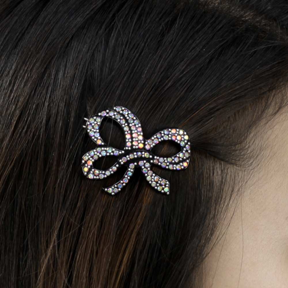 Hand Made Hair Jewelry swarovski crystal Ribbon Hair Barrettes