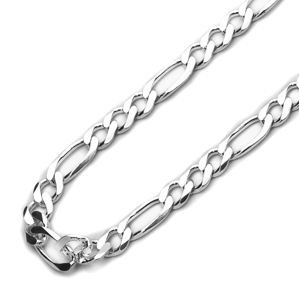 Men's 6mm 925 Sterling Silver Italian Solid Figaro Chain Necklace made