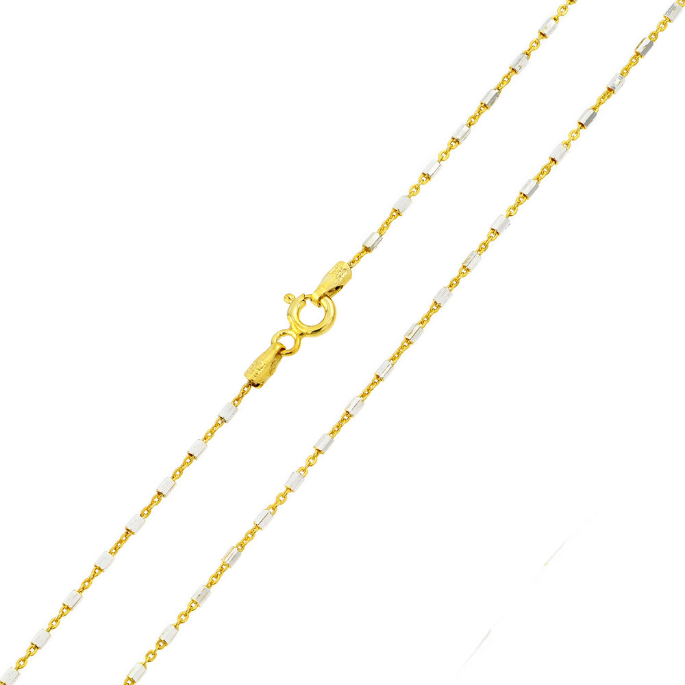 Pure 1.35mm 925 Sterling Silver Tube Chain Necklace / Gold Plated made