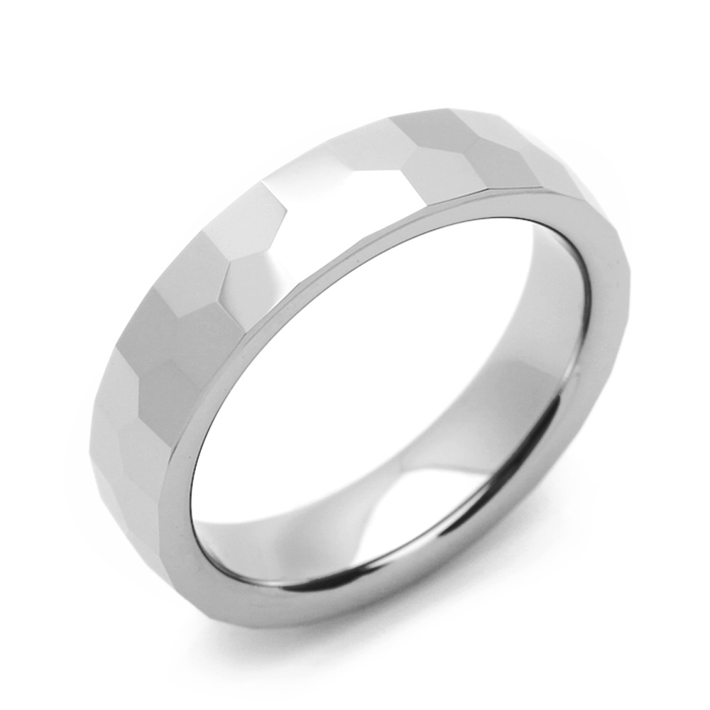 Men 5MM Comfort Fit Tungsten Carbide Wedding Band Faceted Domed Ring