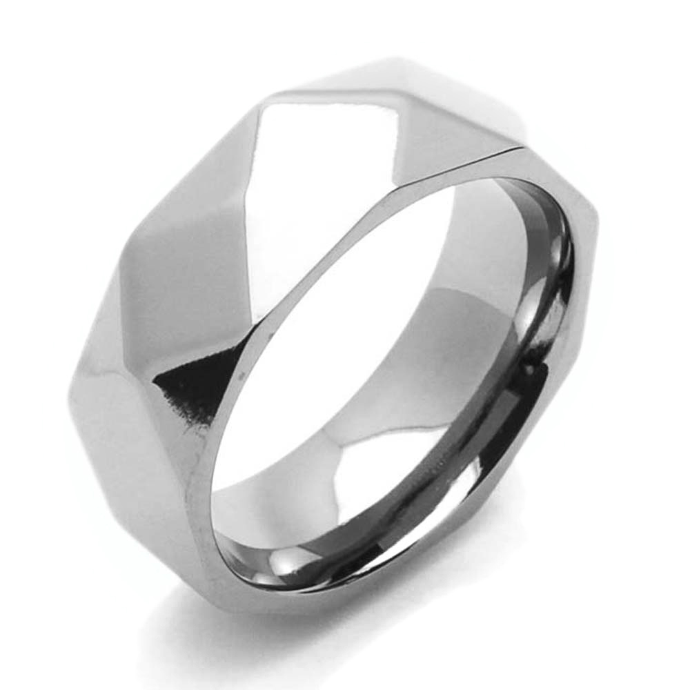 Men Women 8MM Comfort Fit Titanium Wedding Band Faceted Dome Ring