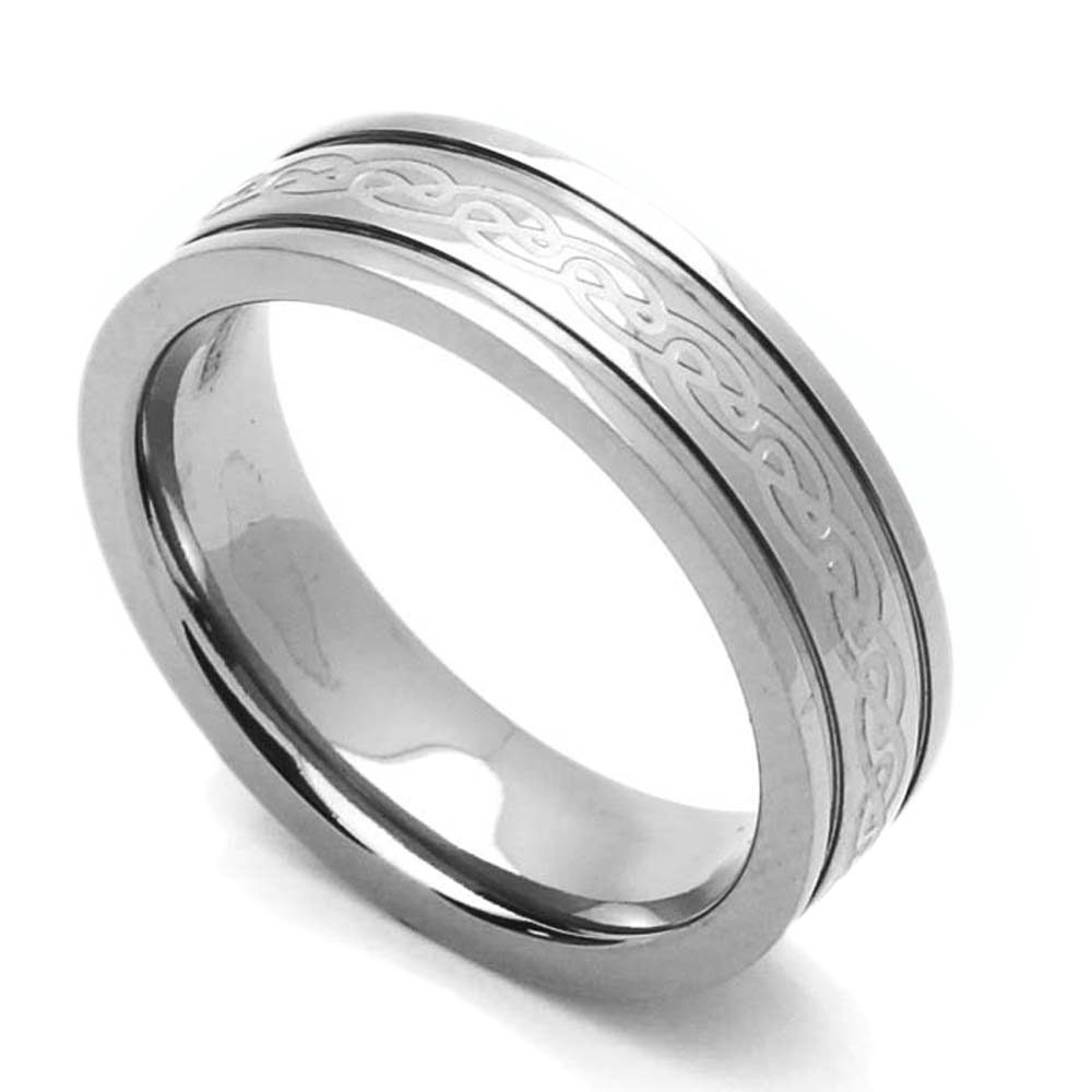 Men 6MM Comfort Fit Titanium Wedding Band Celtic Knot Grooved Ring