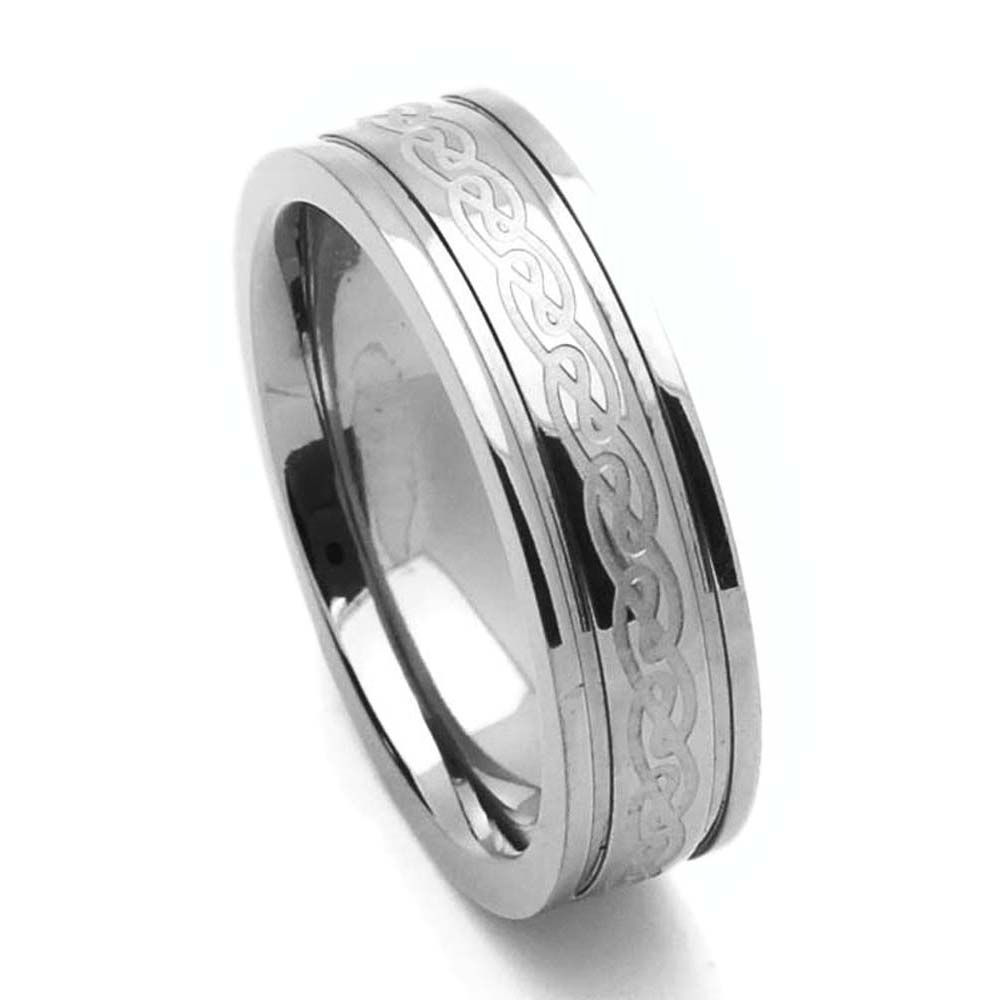 Men 6MM Comfort Fit Titanium Wedding Band Celtic Knot Grooved Ring