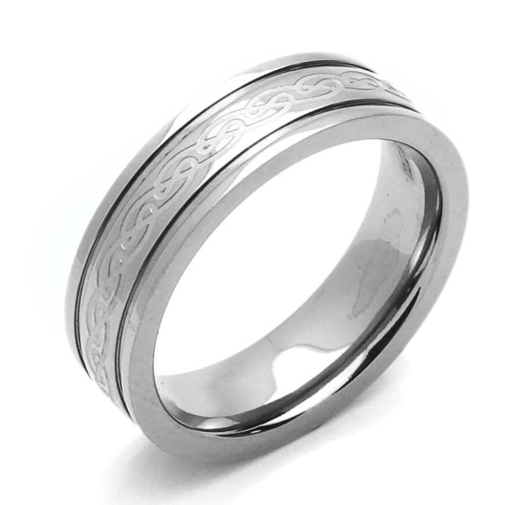Men 6MM Comfort Fit Titanium Wedding Band Celtic Knot Grooved Ring