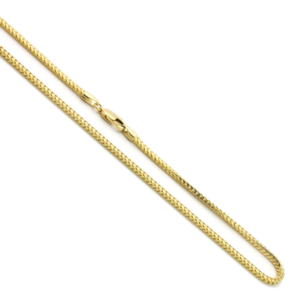 2mm 14K Yellow Gold Chain Solid Franco Chain Necklace / Gift box 18 inch