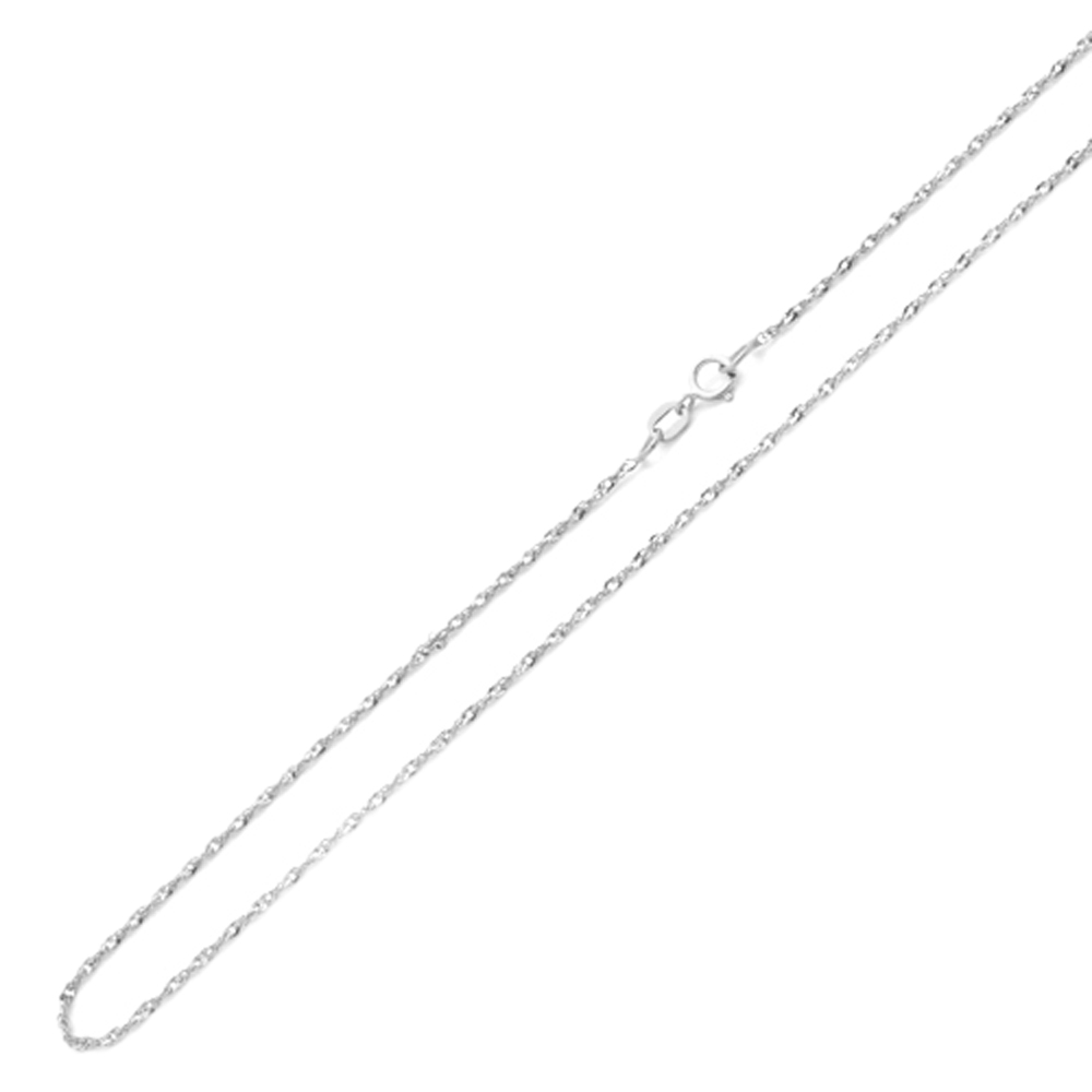 Men 1mm 14K White Gold Chain Singapore Chain Necklace / Gift box / Ship from USA