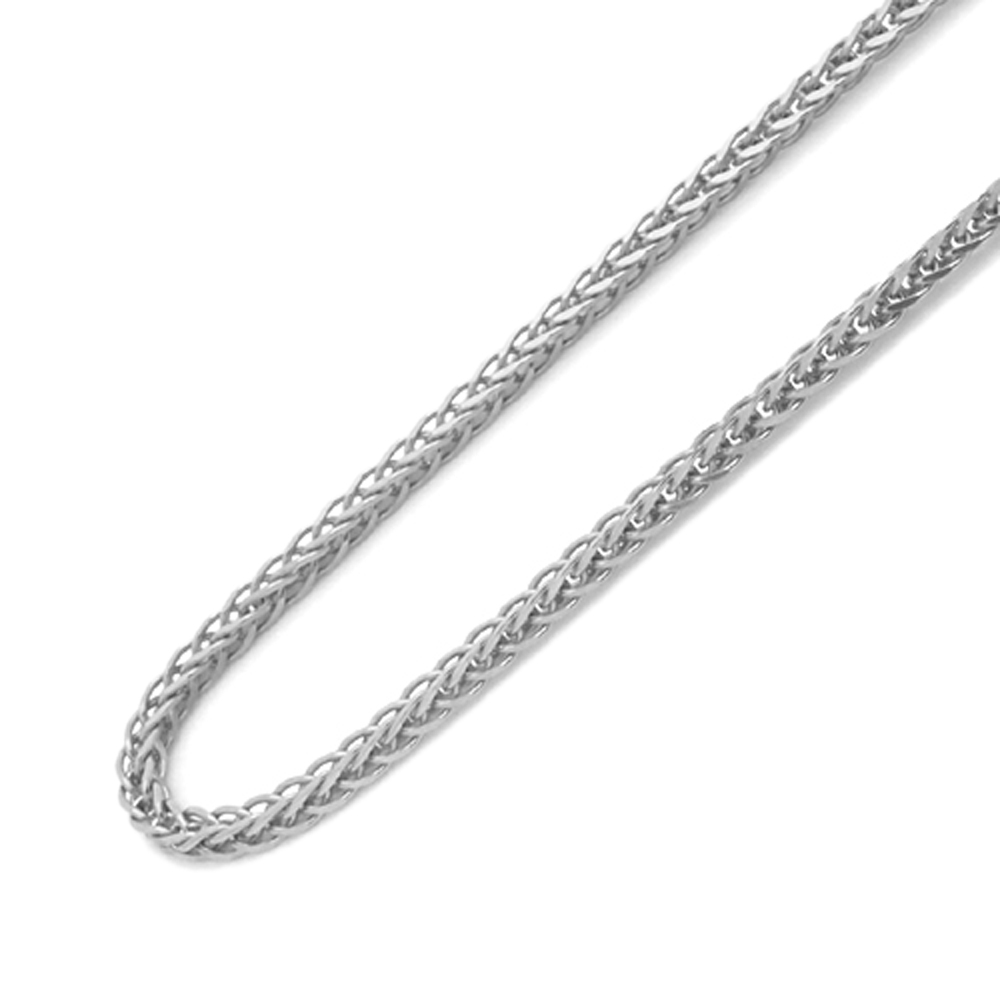 1.5mm 14K White Gold Chain Wheat Chain Necklace / Gift box / Ship from USA