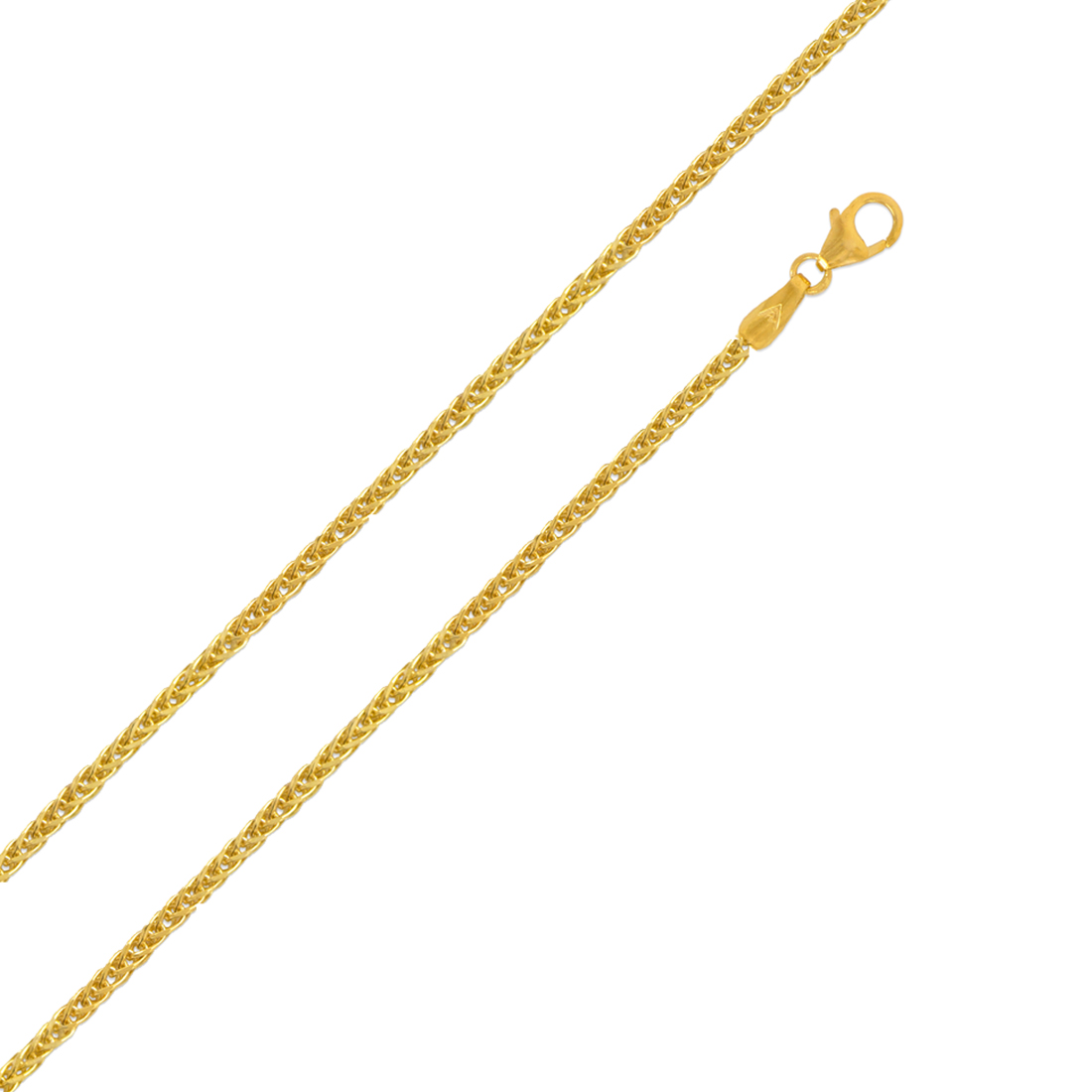 14K Yellow Gold Chain 2.2mm Hollow Square Wheat Chain Necklace