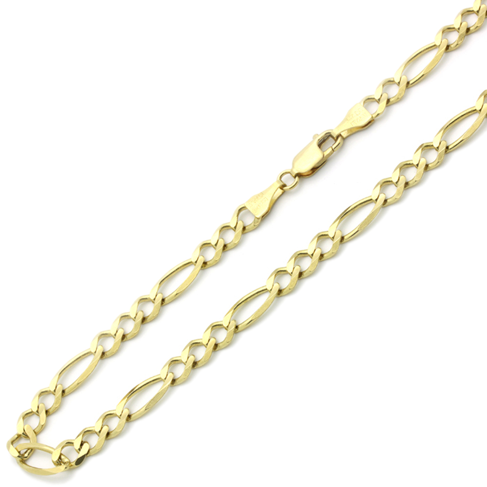 Men's 6mm 14K Yellow Gold Chain Flat Figaro Chain Necklace / Gift box ...