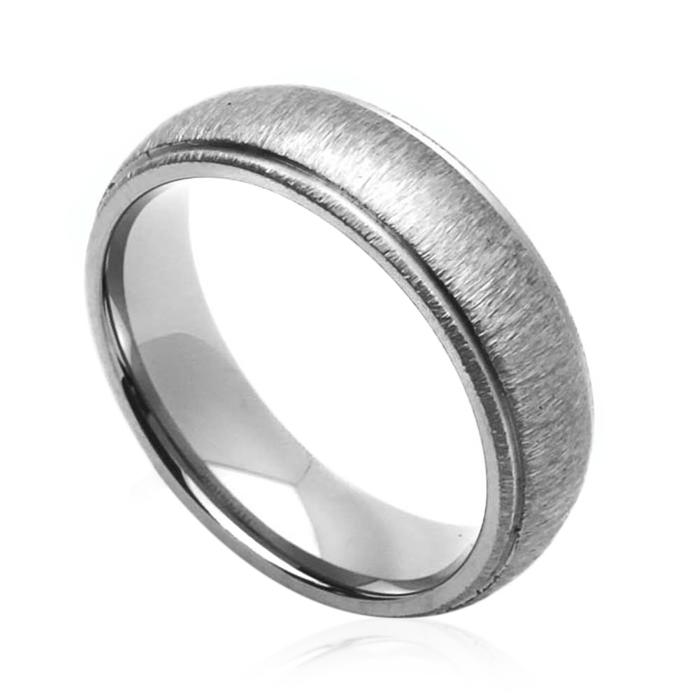 Men 6MM Comfort Fit Titanium Wedding Band Brushed Domed Ring