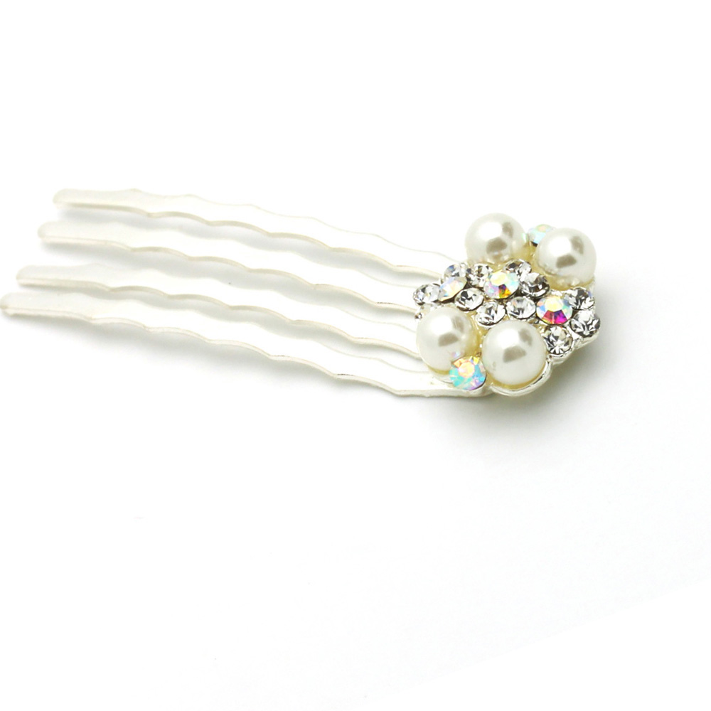 Hand Made Hair Jewelry Pearl swarovski crystal Mini Bridal Comb Set of 2