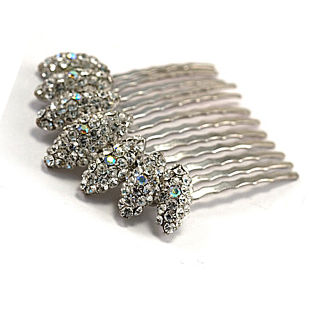 Hand Made Hair Jewelry swarovski crystal Almond-Shaped Cluster Comb, White