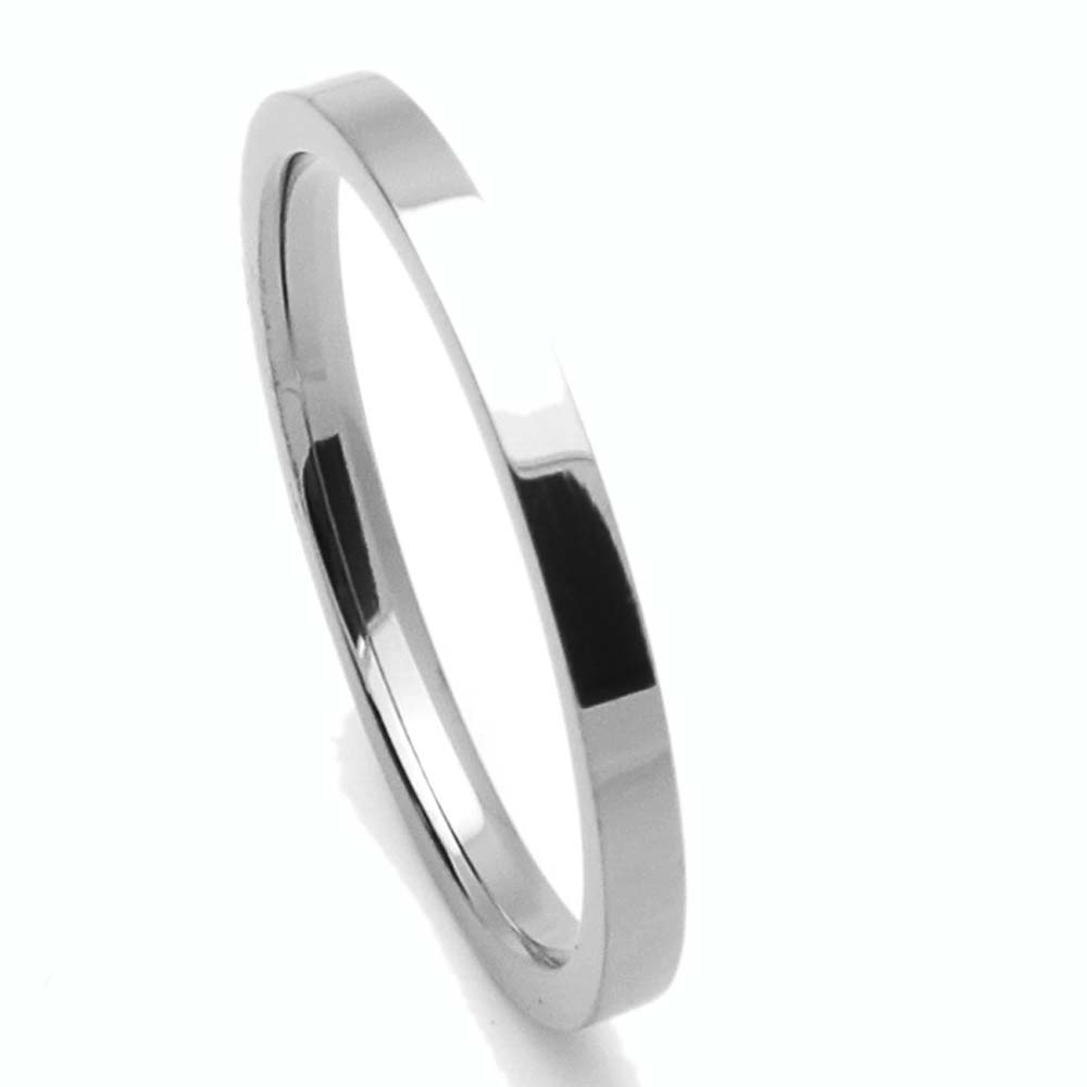Men 2MM Comfort Fit Titanium Wedding Band Classic Flat Ring
