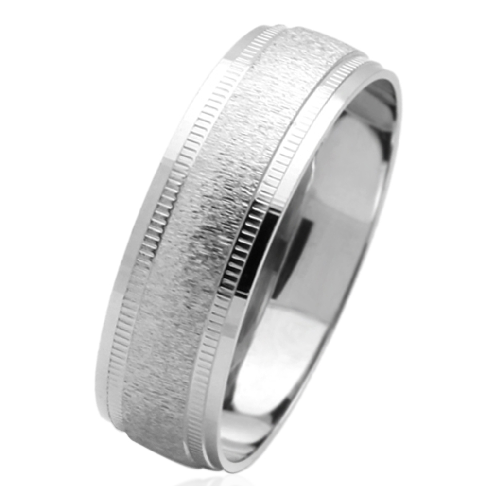 Men's 14K White Gold 6mm Satin Light Wedding Band Right Hand Ring ...