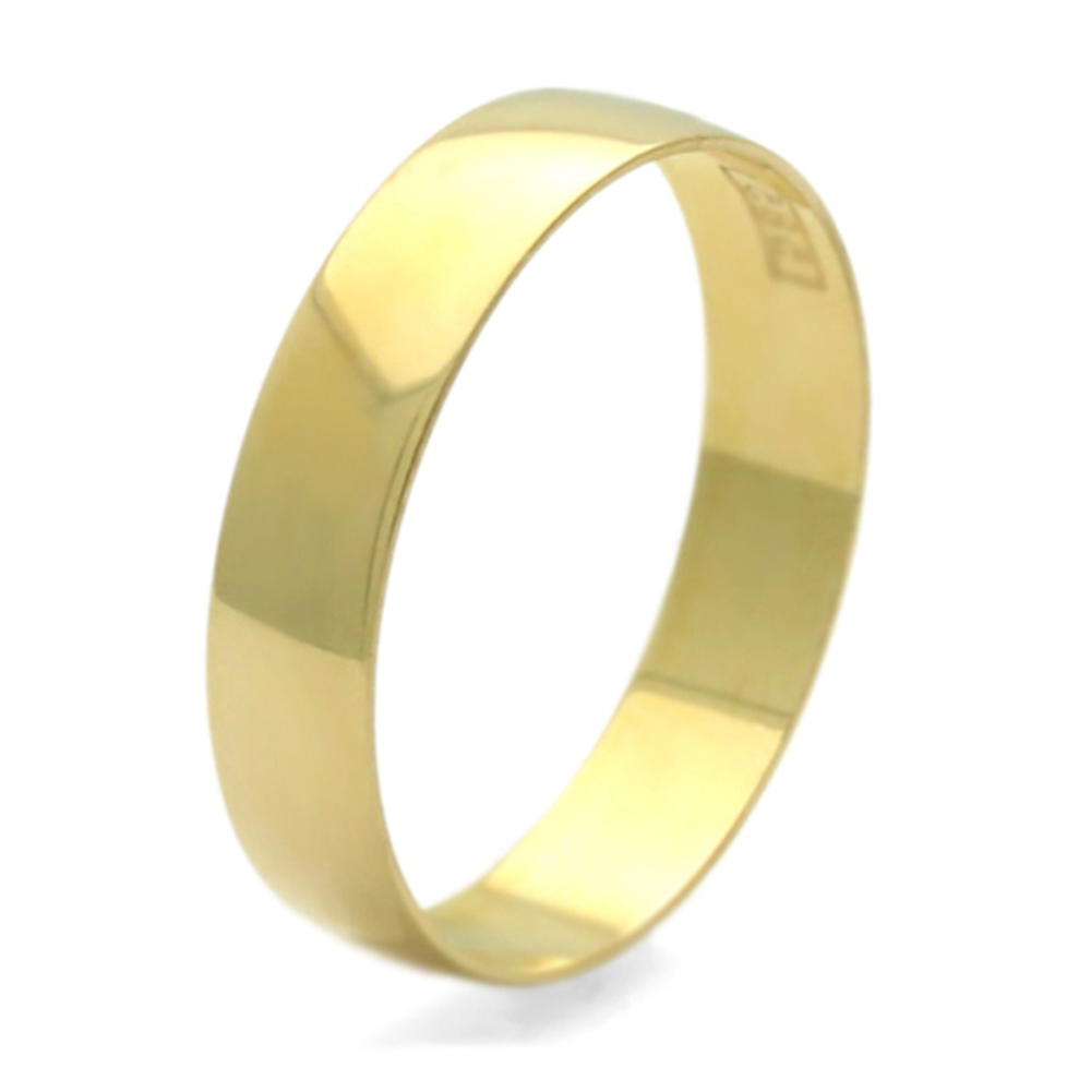 Mens 14K Yellow Gold 4mm Classic Plain Wedding Band Ring / Gift Box