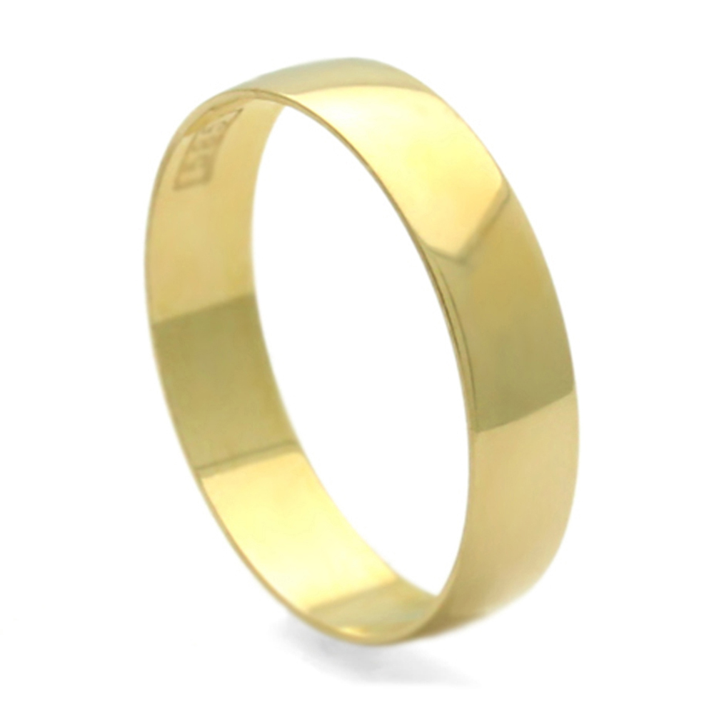 Mens 14K Yellow Gold 4mm Classic Plain Wedding Band Ring / Gift Box