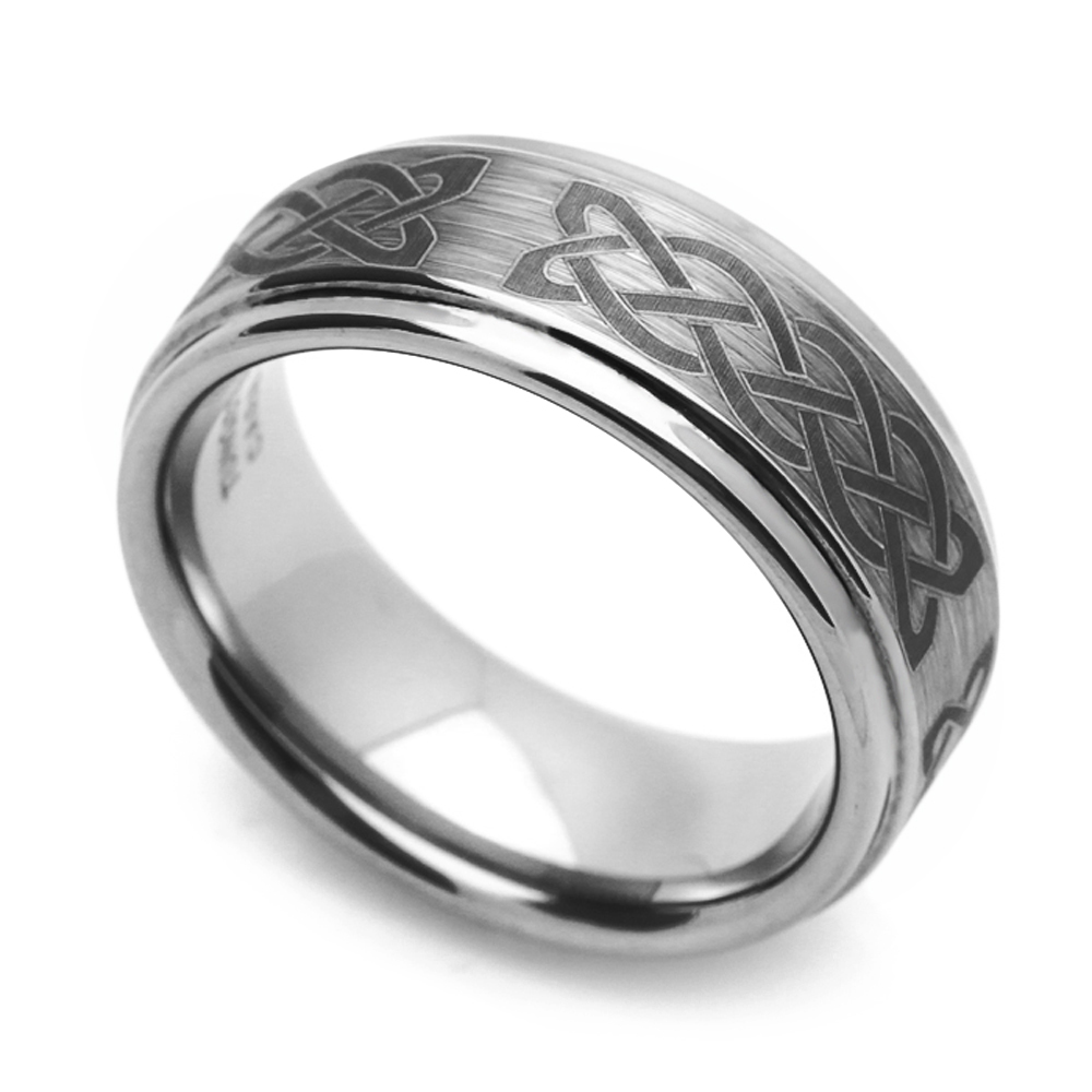 8MM Comfort Fit Tungsten Carbide Wedding Band Celtic Knot Engraved Ring ...