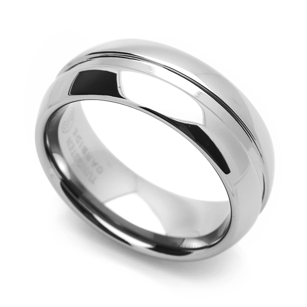 Men's Tungsten Carbide Wedding Band: 8mm Hammered Grooved Design, Comfort Fit, Scratch Resistant – Size 9.5