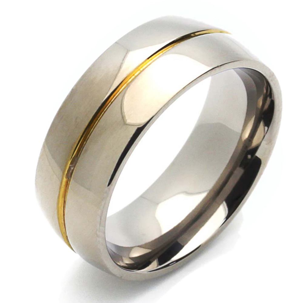 Men 8MM Comfort Fit Titanium Wedding Band Groove Domed Ring