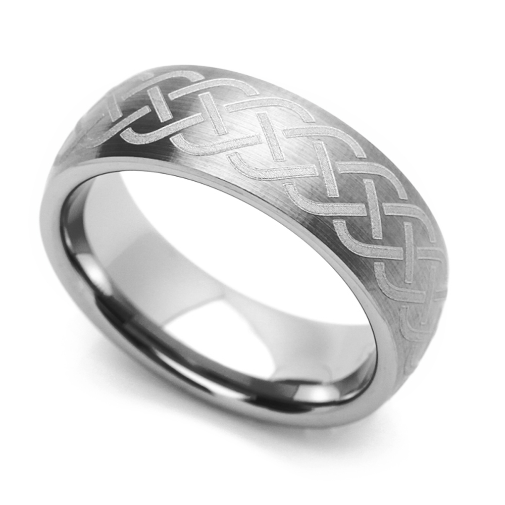 Men 7MM Comfort Fit Tungsten Carbide Wedding Band Celtic Knot Engraved ...