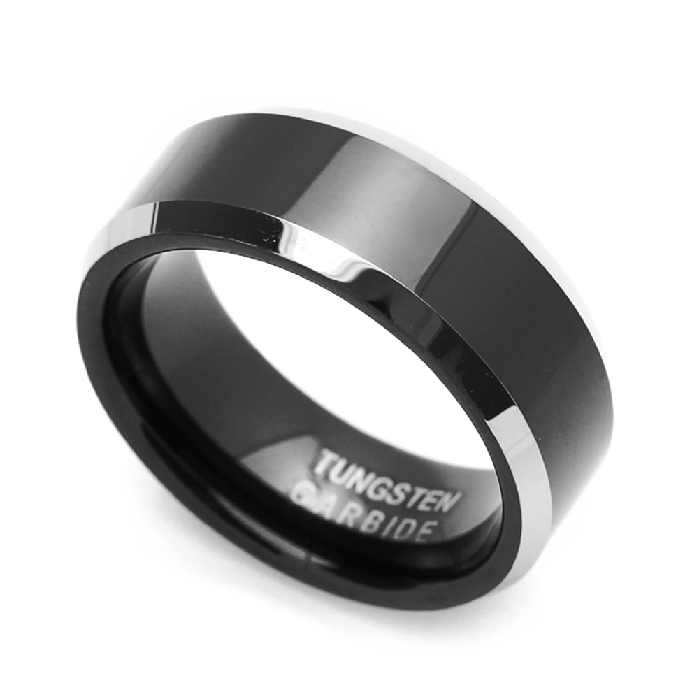 8MM Comfort Fit Tungsten Carbide Wedding Band Black Finished Flat Ring
