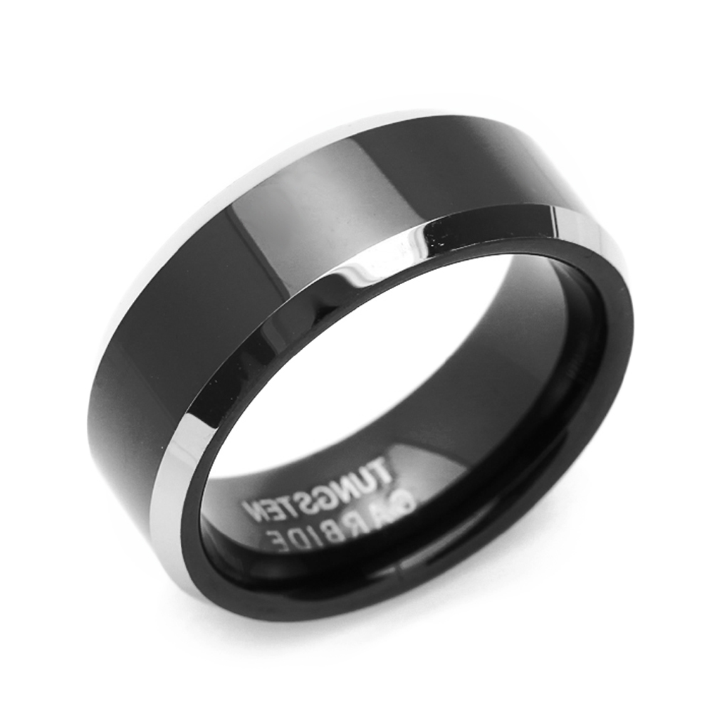 8MM Comfort Fit Tungsten Carbide Wedding Band Black Finished Flat Ring
