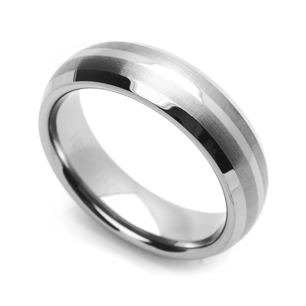 Men 8MM Comfort Fit Tungsten Carbide Wedding Band Brushed Stripe Domed Ring
