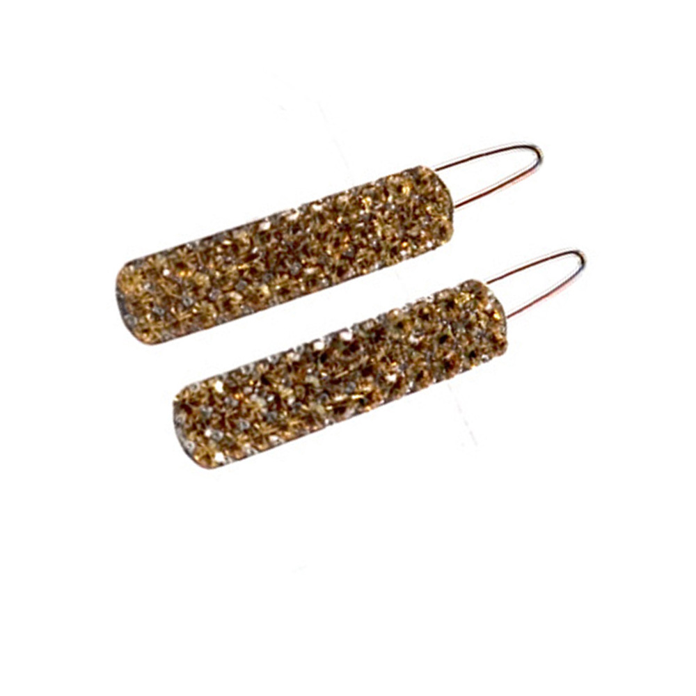 Hand Made Hair Jewelry swarovski crystal Covered Rectangle Barrettes Brown
