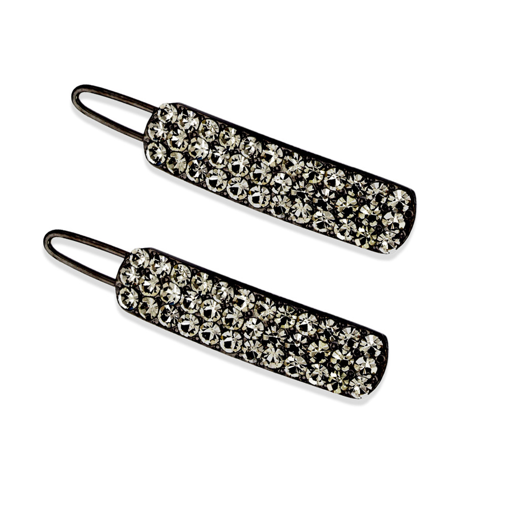 Hand Made Hair Jewelry swarovski crystal Covered Rectangle Barrettes