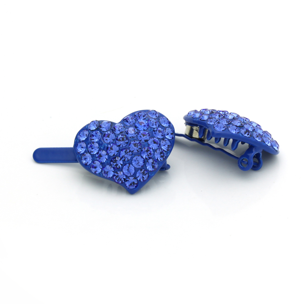 Blue Rhinestone Heart Hair Accessory Blue Rhinestone Hair Pins, Heart Hair Pins, Hair Pin for  main image 4