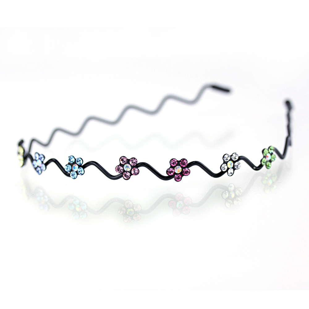 Hand Made Hair Jewelry Wavy Wire Headband with swarovski  display picture 2