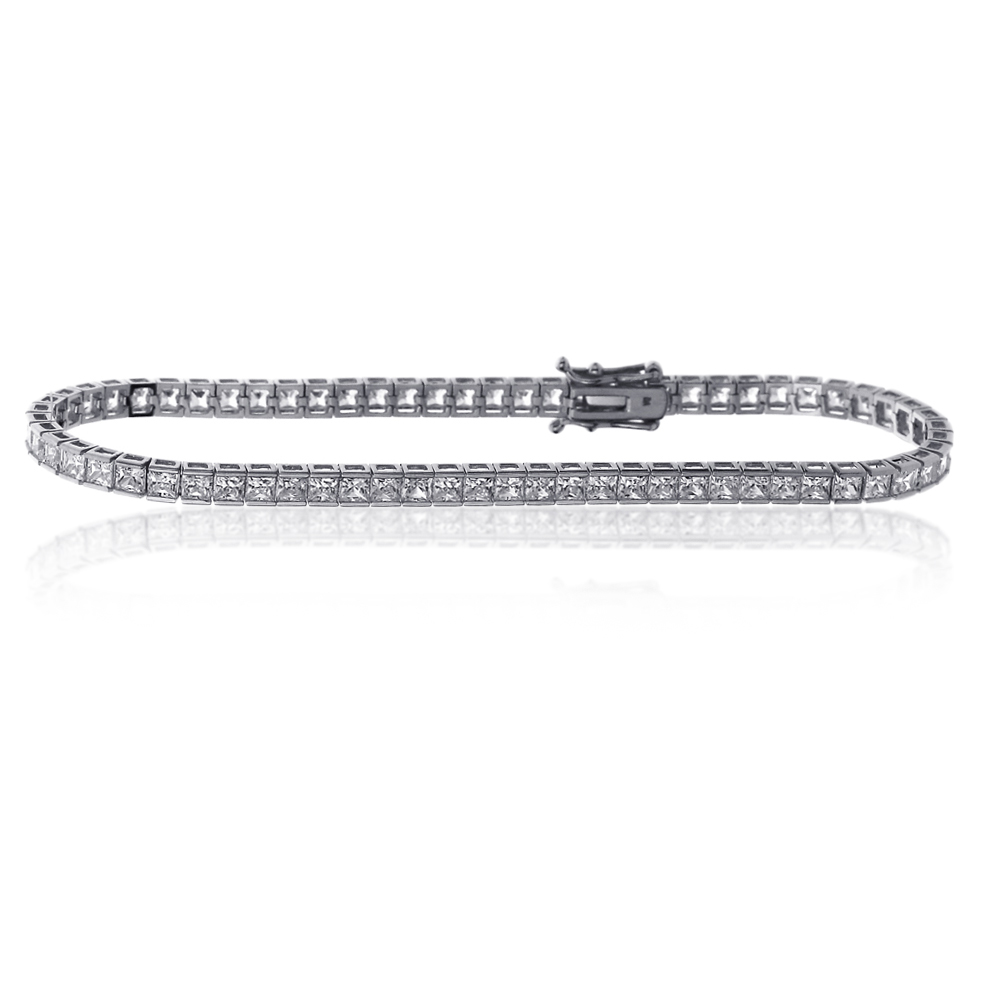 Women 2mm 14K White Gold 4.9 ct Cubic CZ Channel Set Tennis Bracelet 7.25in eBay