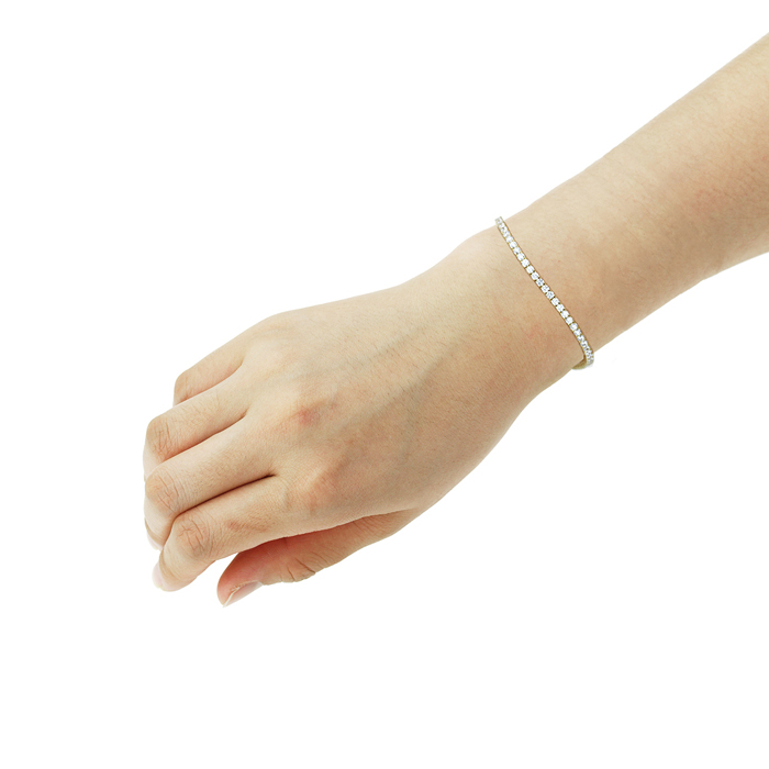 Women 2.5mm 14K Yellow Gold 3.6 ct Cubic CZ Prong Set Tennis Bracelet 7.25in