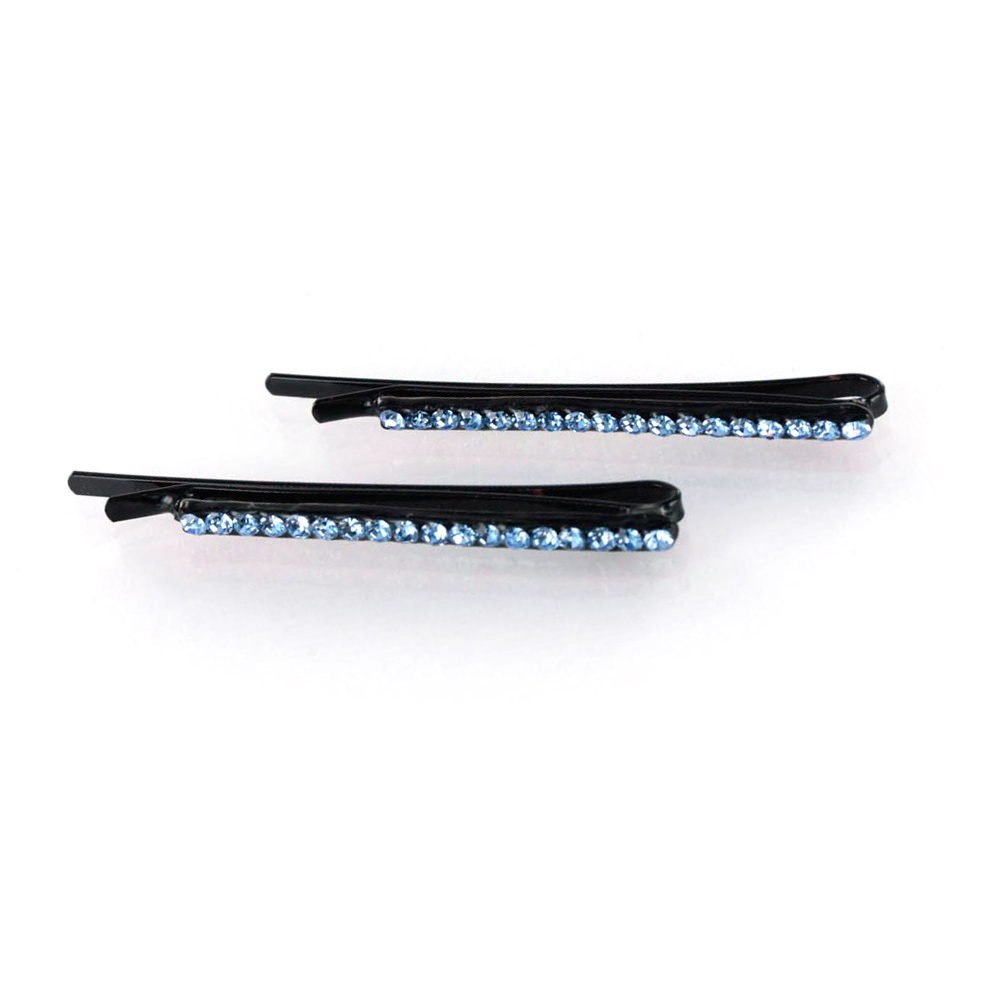 Hand Made Hair Jewelry swarovski crystal Bobby Pins Set of Two, Aqua Rhinestone