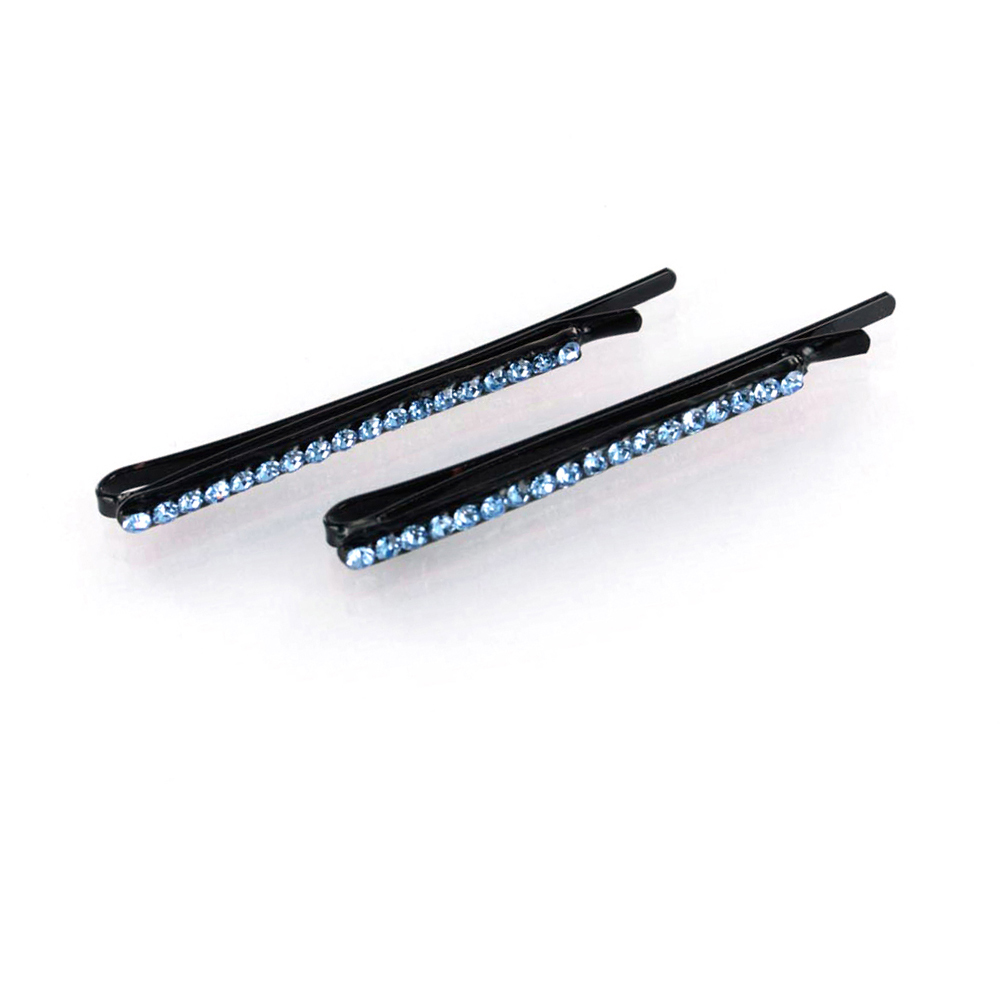 Hand Made Hair Jewelry swarovski crystal Bobby Pins Set of Two, Aqua Rhinestone
