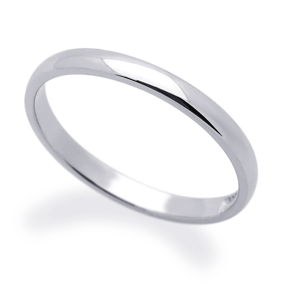 Men's 14K White Gold 2mm Classic Domed Plain Wedding Band Ring / Gift ...