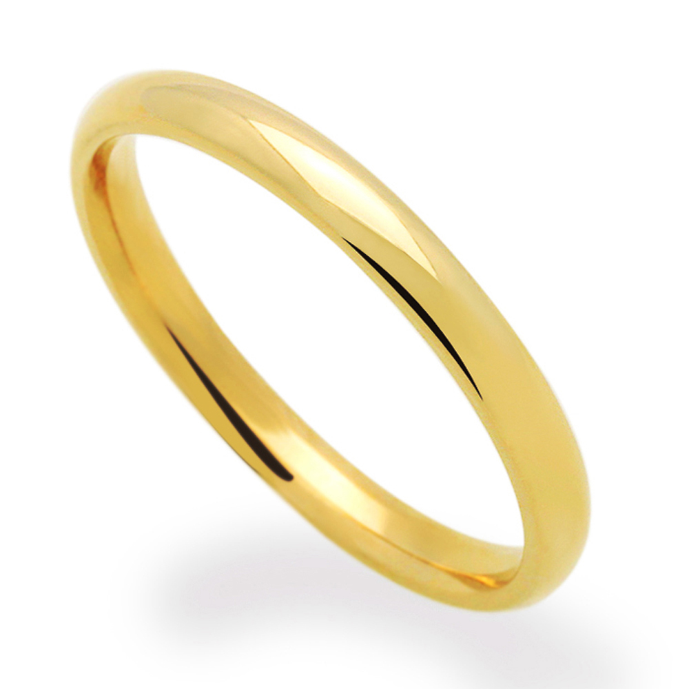 Men's 14K Yellow Gold 2mm Classic Domed Plain Wedding Band Ring / Gift Box