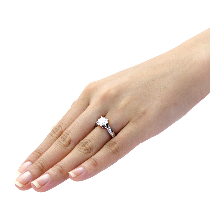 4mm Platinum Plated Silver 2ct CZ Solitaire Bypass Wedding Engagement Ring