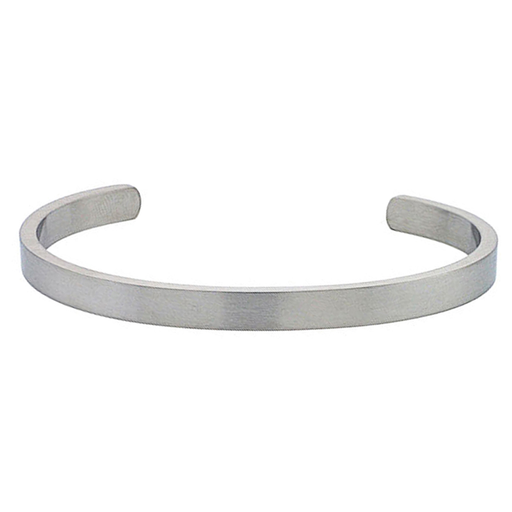 Men Women 6MM Stainless Surgical Steel Plain Cuff Bangle Bracelet