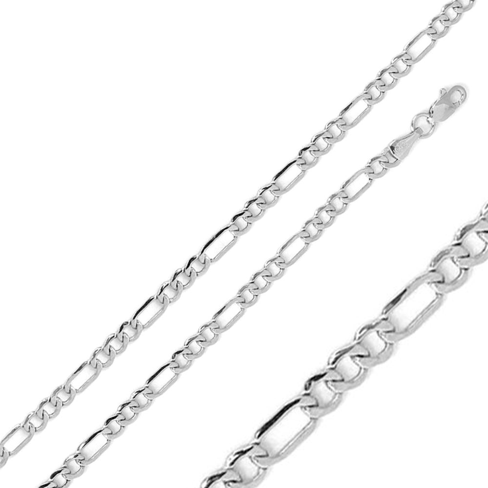 7mm 925 Sterling Silver Italian Solid Figaro Link Chain Necklace made in italy