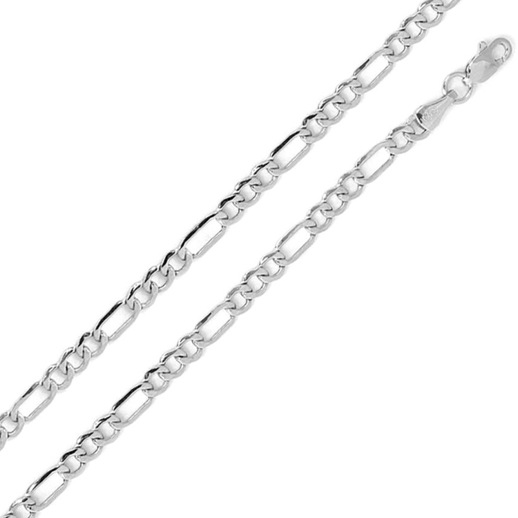 7mm 925 Sterling Silver Italian Solid Figaro Link Chain Necklace made in italy