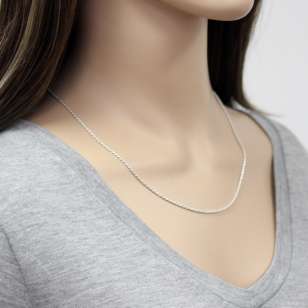 Men's 1.6mm 925 Sterling Silver Italian Rope Chain Necklace made in