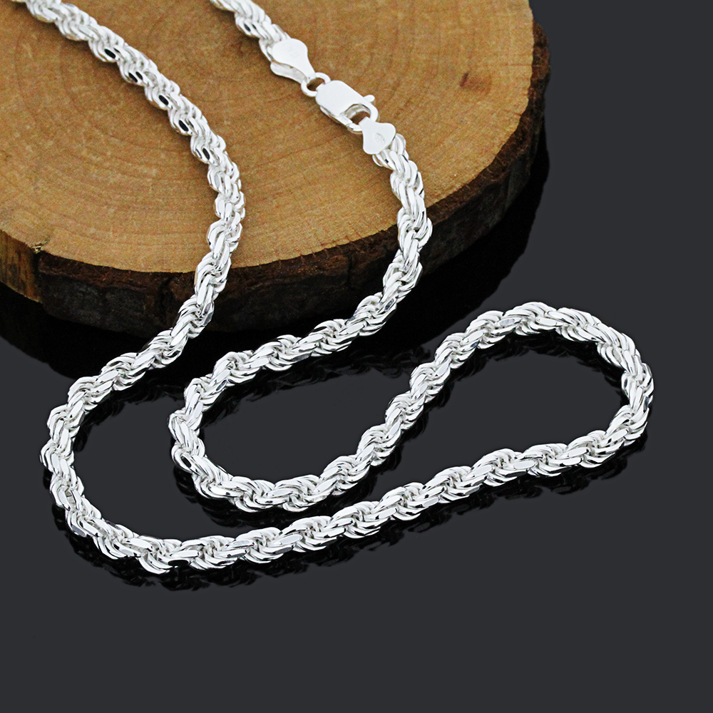 5mm 925 Sterling Silver Italian Rope Chain Necklace made in italy / Gift box | eBay