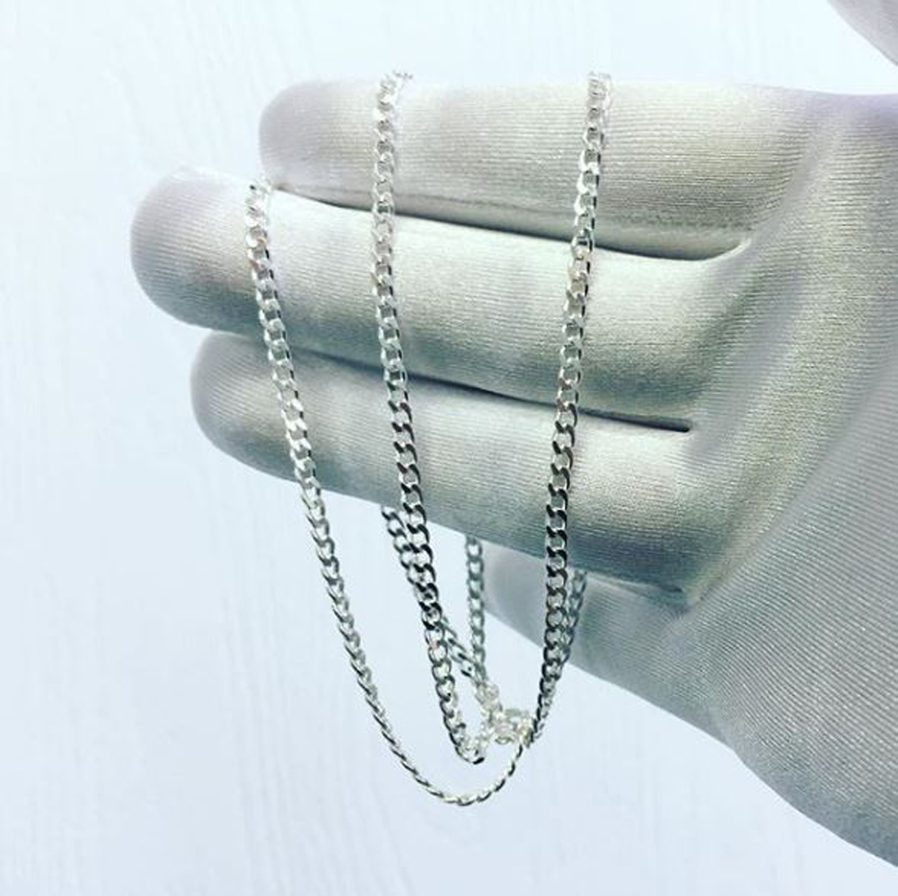 3mm 925 Sterling Silver Italian Solid Curb Link Chain Necklace made in italy