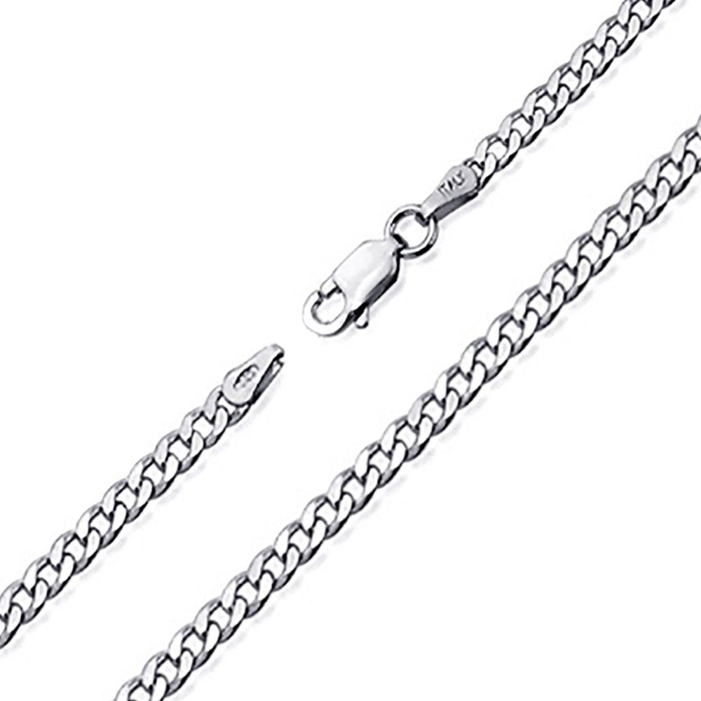 Men Women Sterling Silver Italian Chain Bracelet 6mm Solid Curb Chain Link