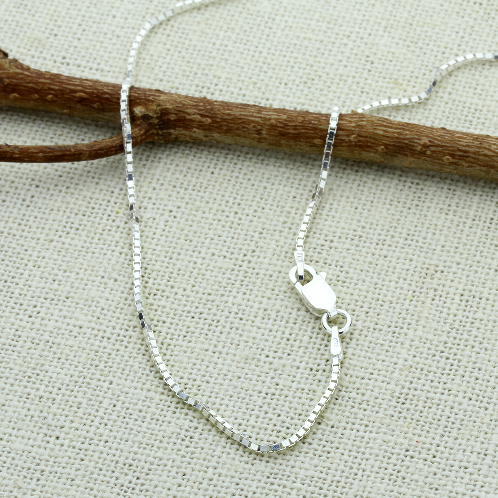Pure 1.2mm 925 Sterling Silver Italian Box Chain Necklace made in italy gift box