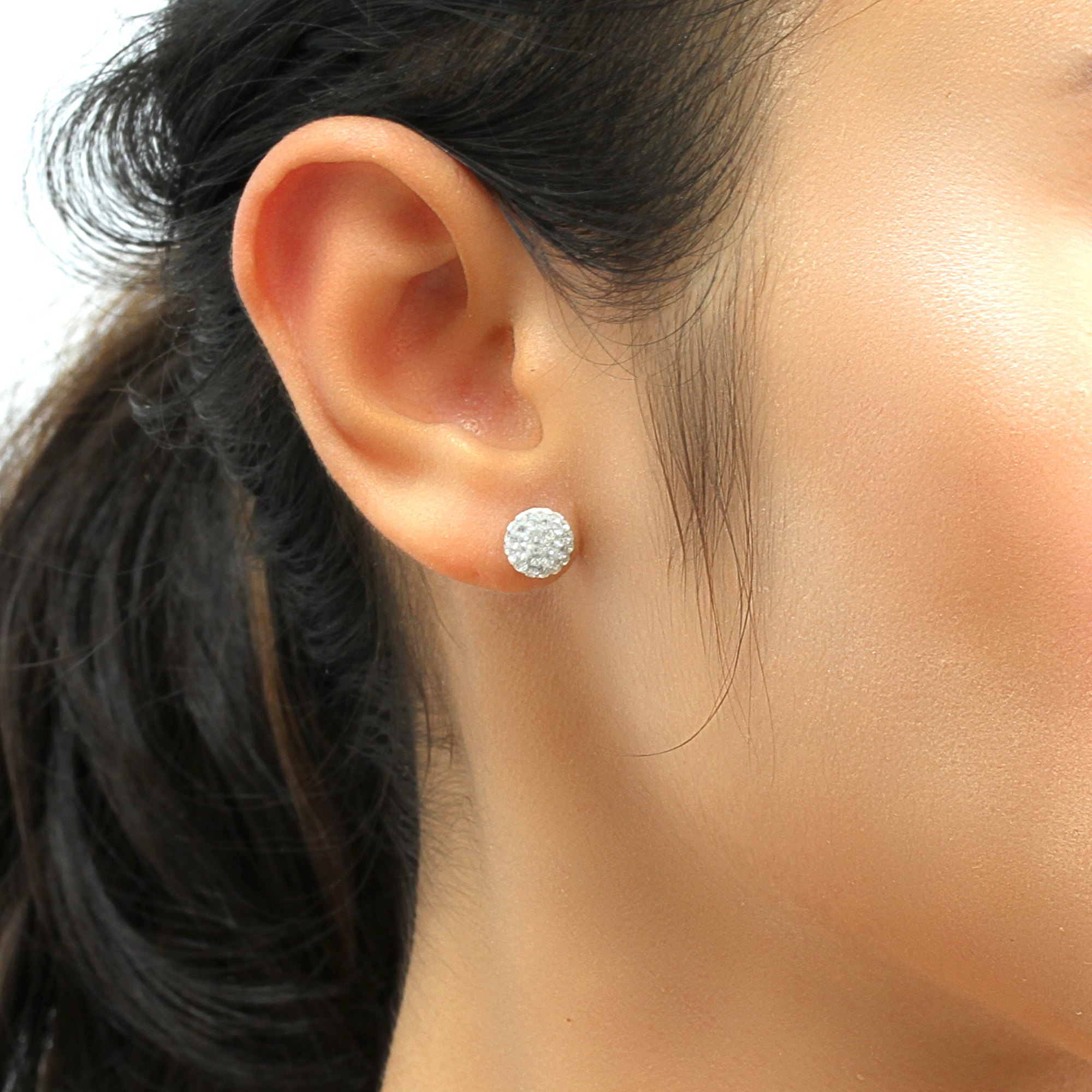 Women Girl 14K Yellow Gold Crystal Ball Stud Earrings Screwback eBay