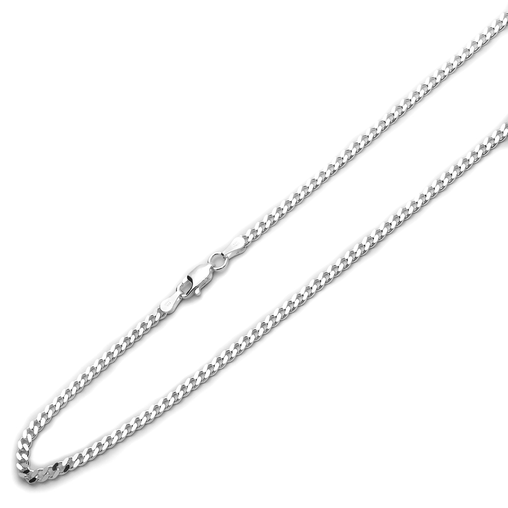 3mm 925 Sterling Silver Italian Solid Curb Link Chain Necklace made in italy