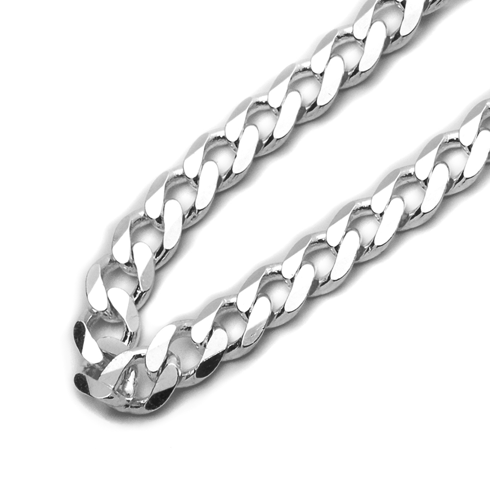 Mens 9mm 925 Sterling Silver Necklaces Italian Solid Curb Chain made in italy